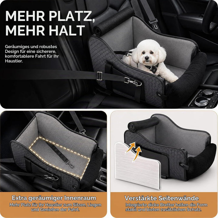 Autositze für Kleine Hunde und Katzen, Faltbar Mittelkonsole Haustiersitz mit Doppelter Befestigung