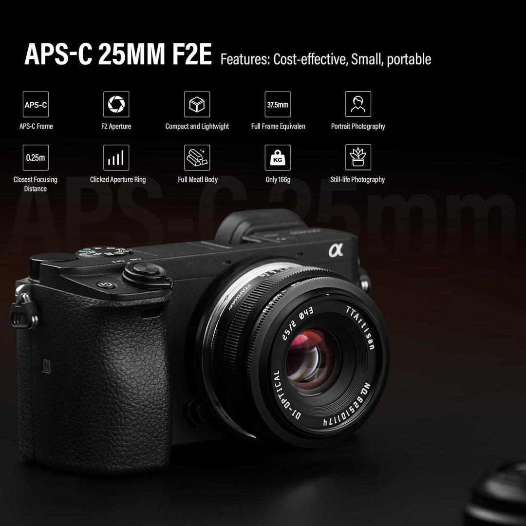 TTARTISAN 25mm F2 Kameraobjektiv Camera Lense für Sony E-Mount APS-C Manuelles Tragbares Pancake-Obj