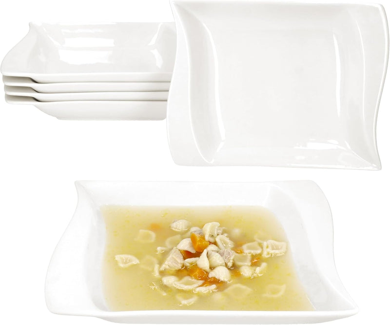MamboCat Ivory 6er Set Suppenteller I 300ml I elfenbeinweisse Tiefe Porzellan-Teller für 6 Personen