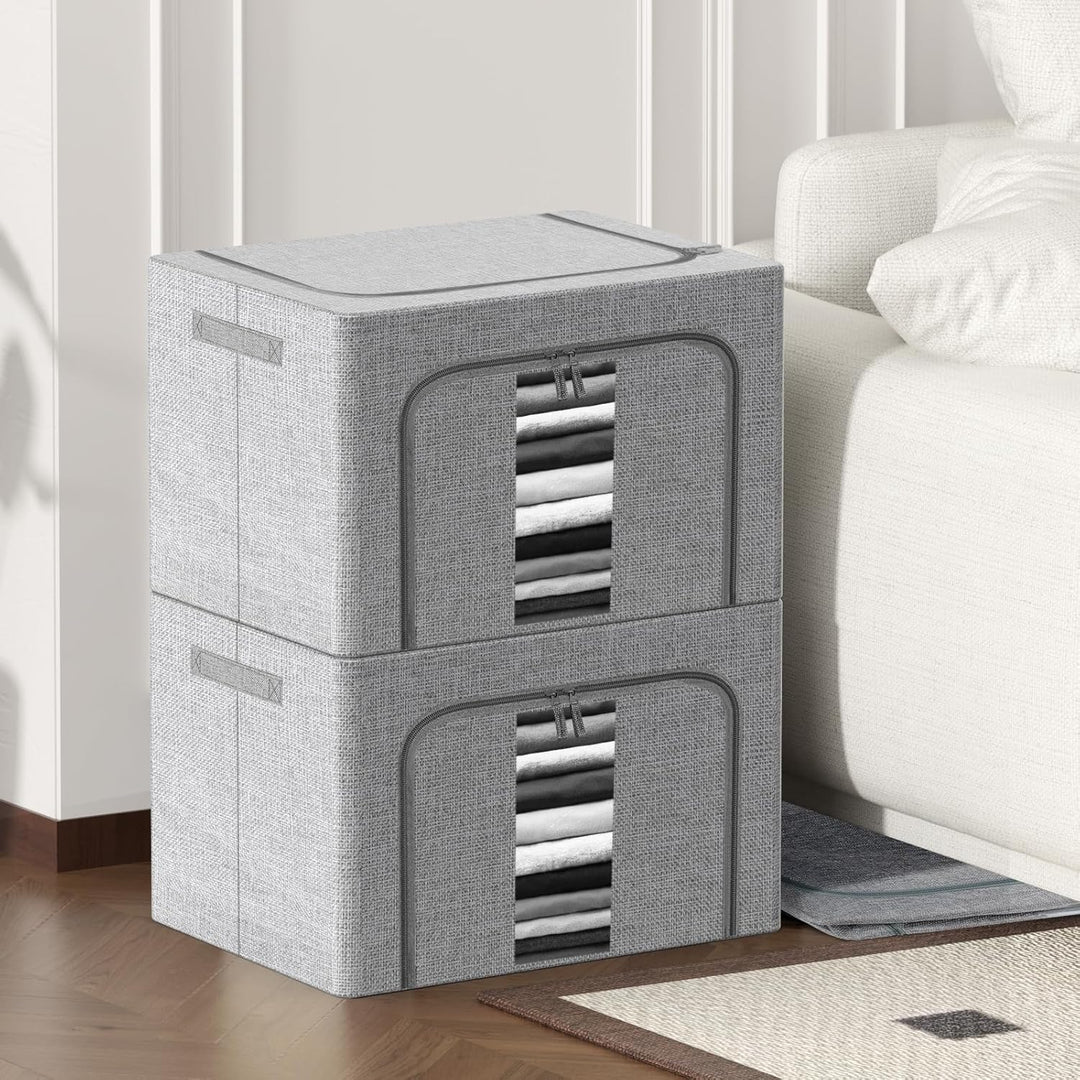 Aufbewahrungsbeutel mit Reissverschlüssen,2 Stück, Leinen-Aufbewahrungstasche, 24 l, 66 l, 100 l, gr