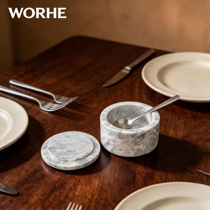 WORHE Marmor-Vorratsdose mit Deckel, Salzstreuer, Kaffeedose, Zuckerstreuer, Honigspender, Geeignet