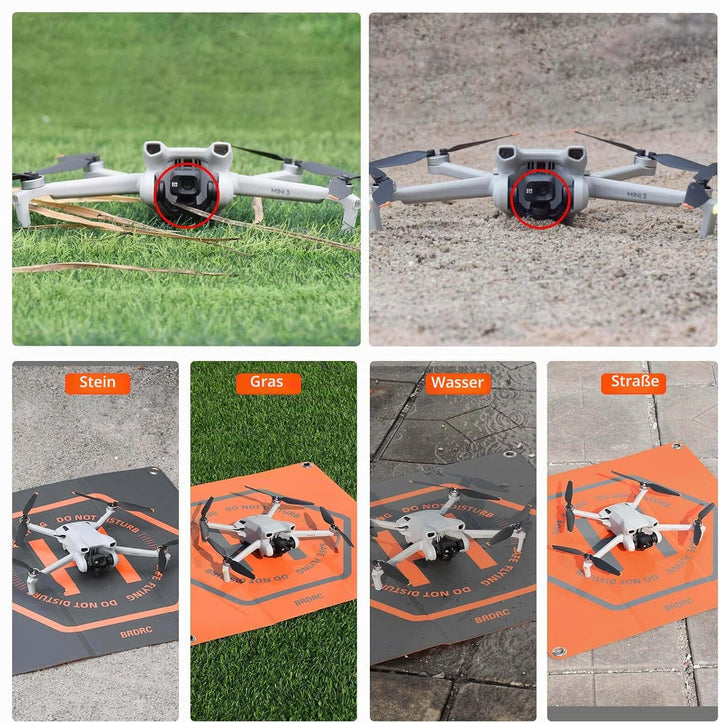 BRDRC 50cm Drohnen-Landeplatz, universal, faltbar, doppelseitig, wasserdicht, Helipad für DJI Mini 4