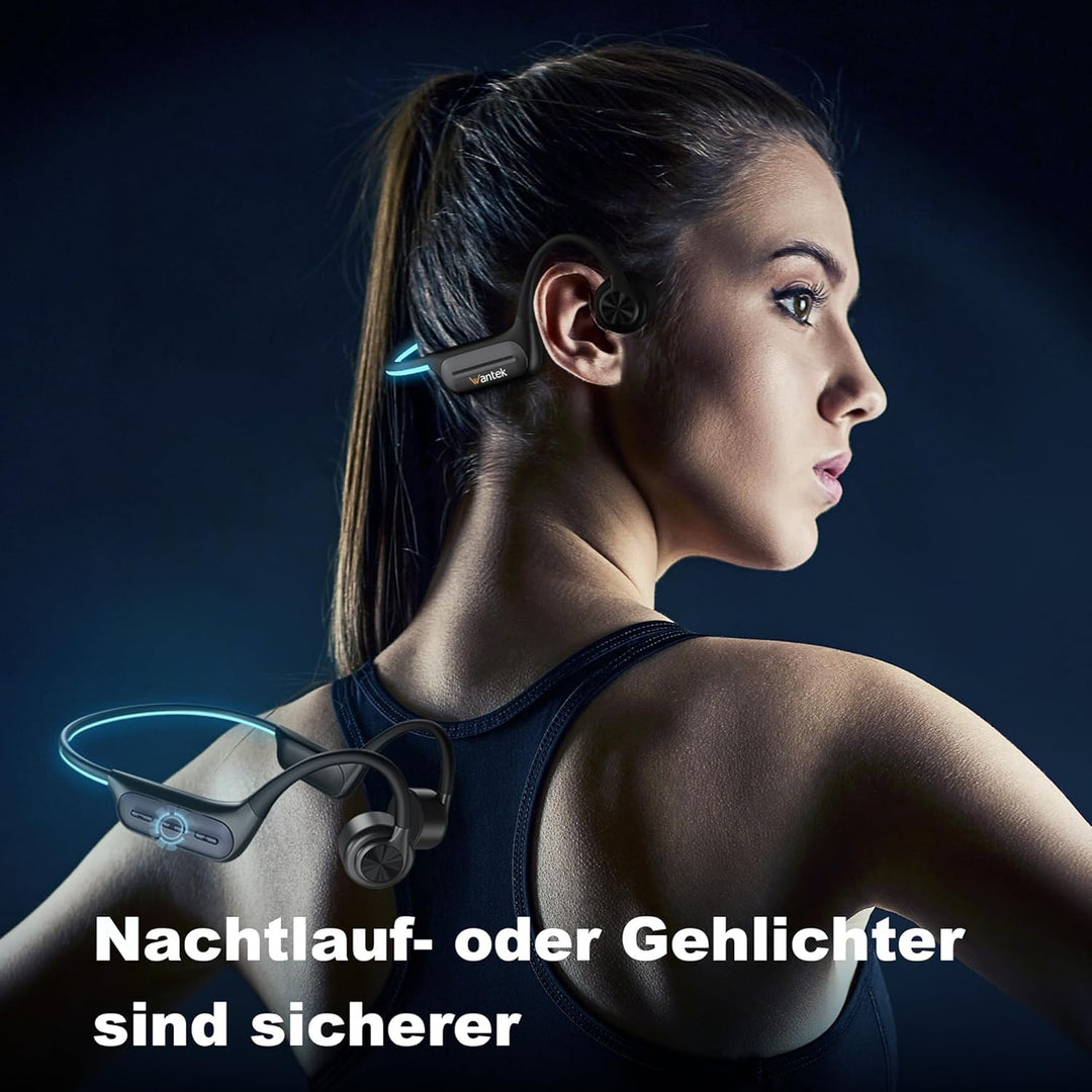 Wantek Knochenschall Kopfhörer Bluetooth 5.3,Open Ear Schwimmen Kopfhörer Eingebaute 32GB Speicher M