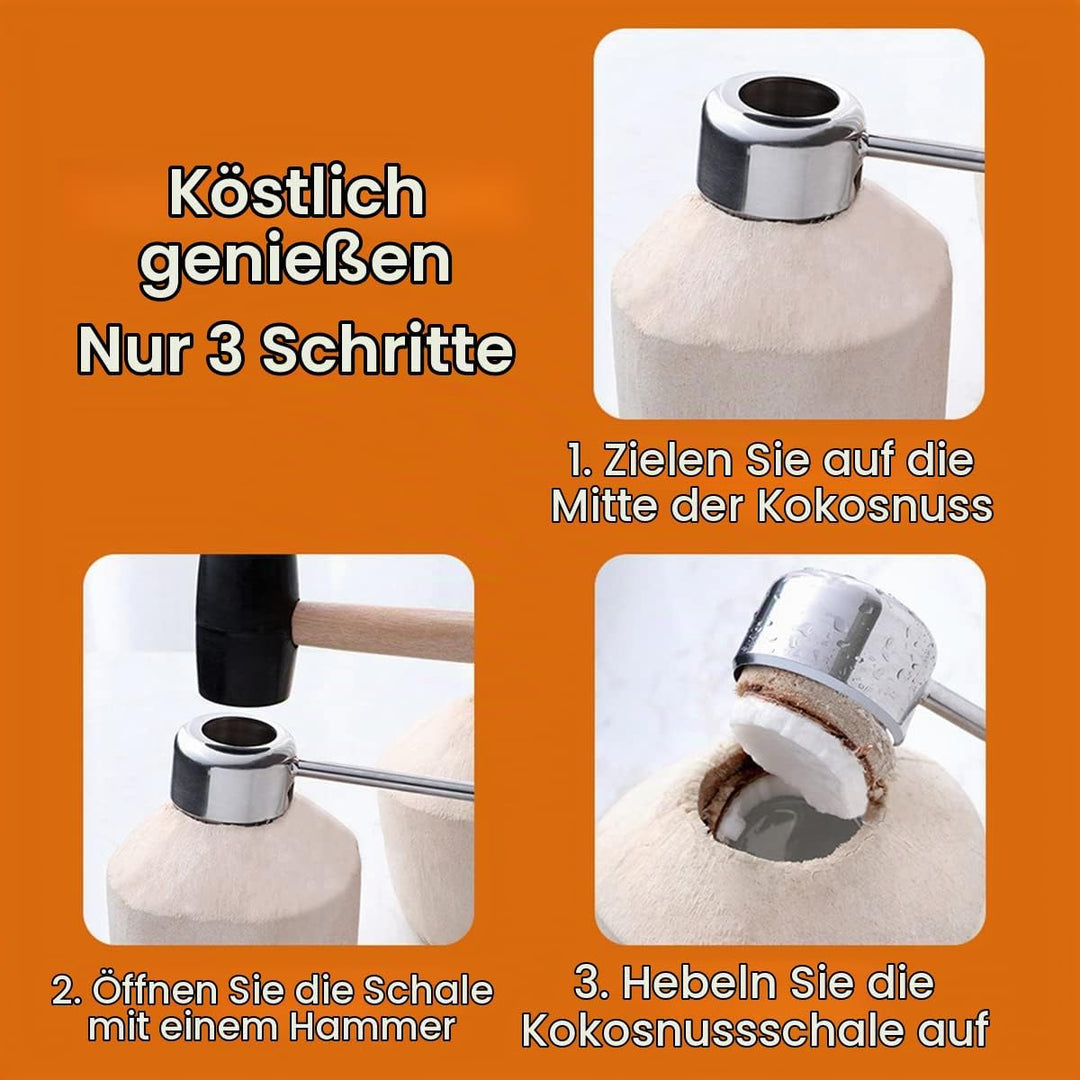 HZIYOU Kokosnussöffner-Werkzeug-Set, Edelstahl-Kokosnussöffner-Kit in Lebensmittelqualität, Schalenö