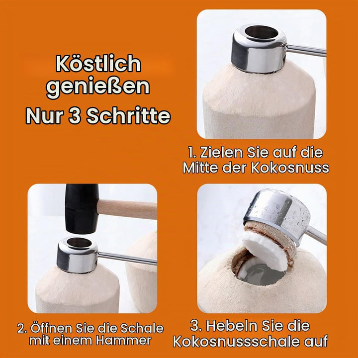 HZIYOU Kokosnussöffner-Werkzeug-Set, Edelstahl-Kokosnussöffner-Kit in Lebensmittelqualität, Schalenö