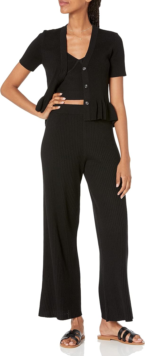 The Drop Damen Pants Catalina Pull-on Rib Sweater Pant L Schwarz, L Schwarz