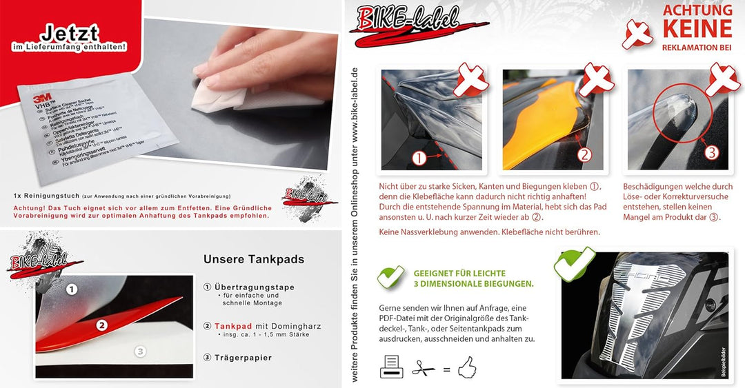 BIKE-label Tankpad seitlich Motorrad Lackschutz Aufkleber Blitz Pink 800026