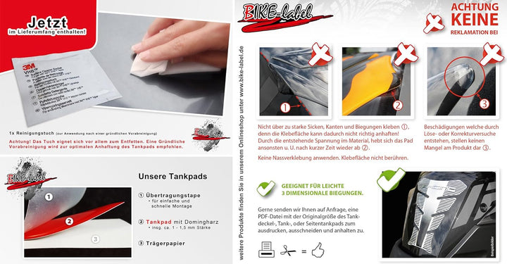 BIKE-label Tankpad seitlich Motorrad Lackschutz Aufkleber Blitz Pink 800026