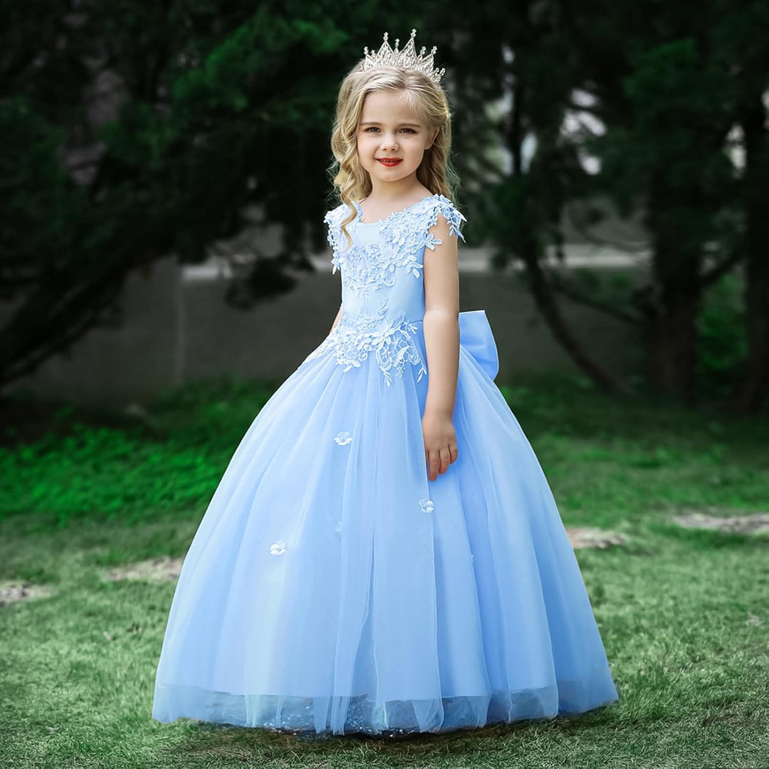 LOLANTA Festliches Kleid Mädchen, Prinzessin Kleider Mädchen Hochzeit, Rosa/Weiss/Blaues Tüllkleid f