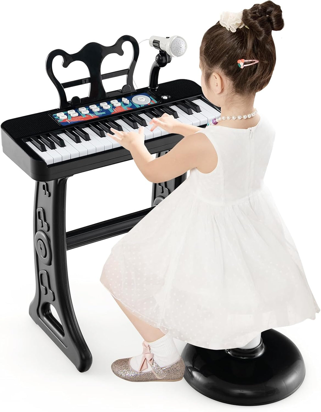 DREAMADE Kinder Keyboard, 37 Tasten E-Piano mit Notenständer & Mikrofon & Hocker, Klavier Spielzeug