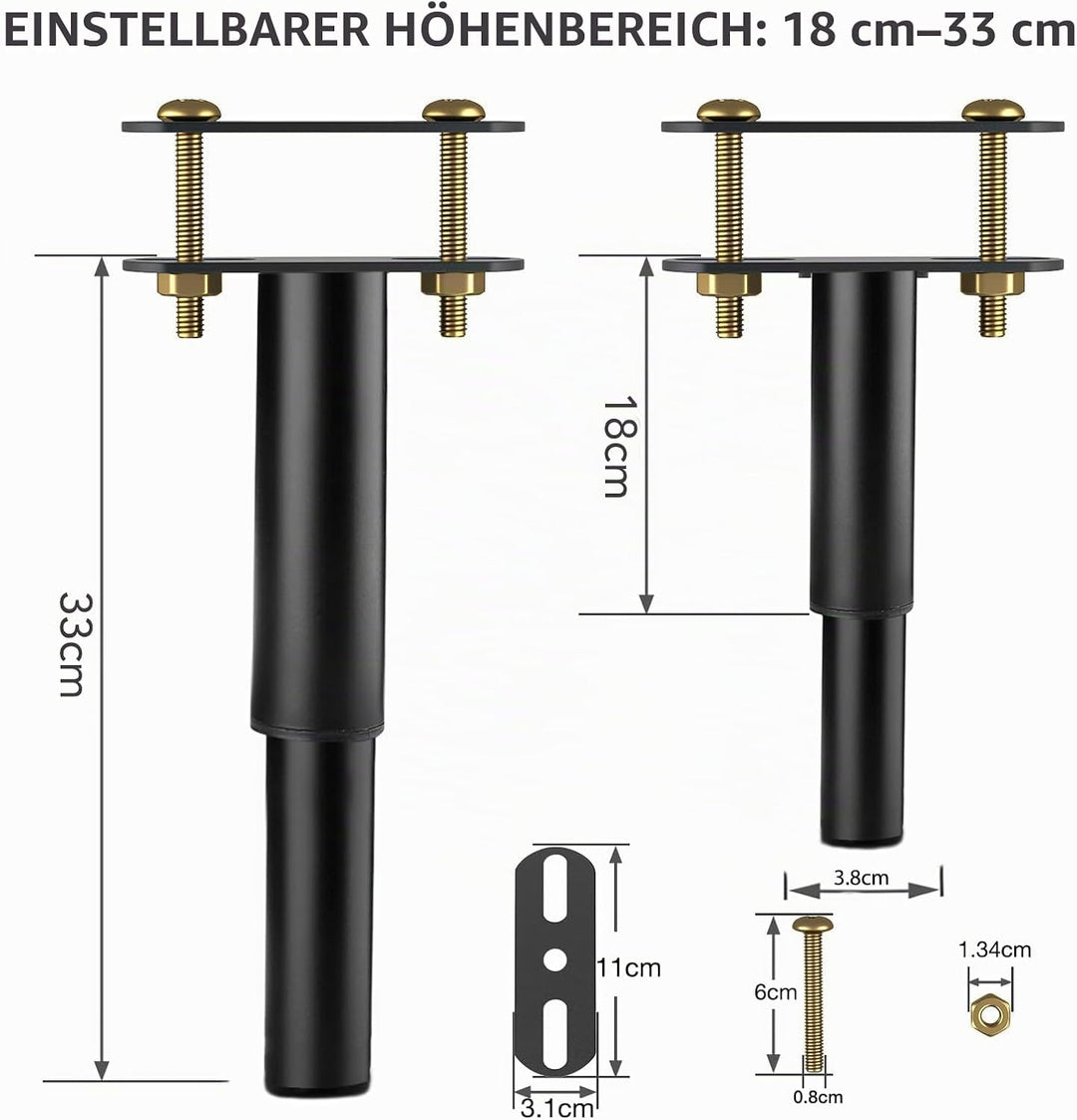 Oursouion Bettbeine, verstellbar, einziehbar Bettfüsse, strapazierfähig, Lattenstützbein, Metall-Möb
