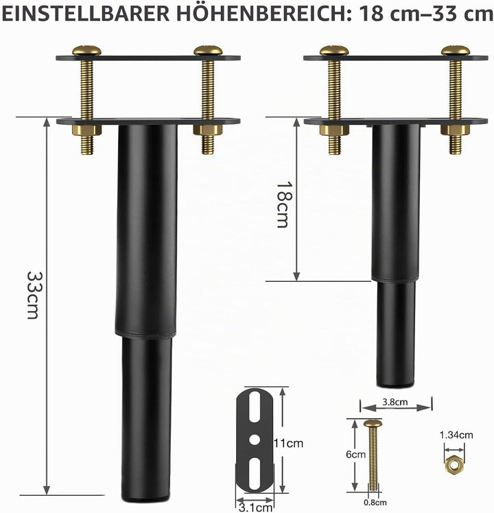 Oursouion Bettbeine, verstellbar, einziehbar Bettfüsse, strapazierfähig, Lattenstützbein, Metall-Möb