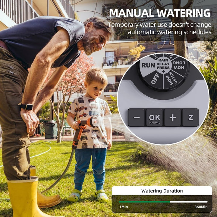 2 ausgängen Garten Bewässerungscomputer Wasser Zeitschaltuhr mit LCD-Display, Automatische/Manuell B