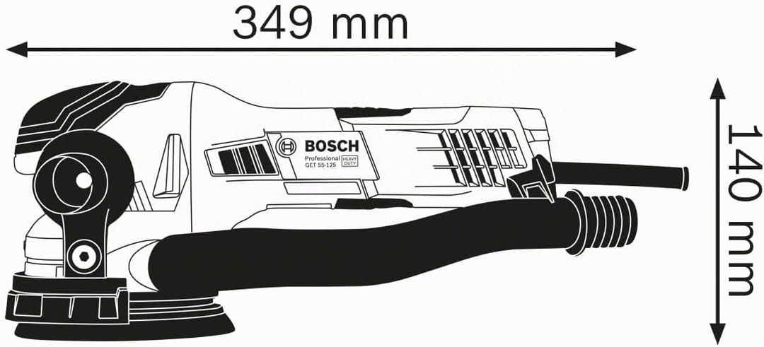 Bosch Professional Exzenterschleifer GET 55-125 (inkl. Schleifteller, 1xSchleifblatt, Schutzring, Au
