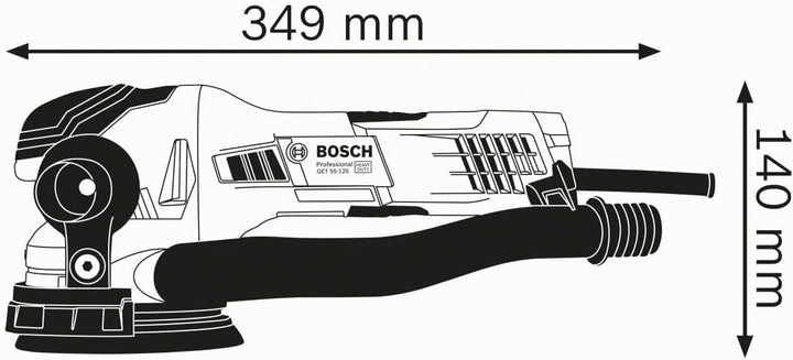 Bosch Professional Exzenterschleifer GET 55-125 (inkl. Schleifteller, 1xSchleifblatt, Schutzring, Au