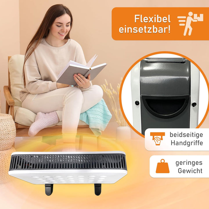 LEMODO mobile Elektroheizung - energiesparende Konvektor Heizung - Elektrische Heizung mit 2 Leistun