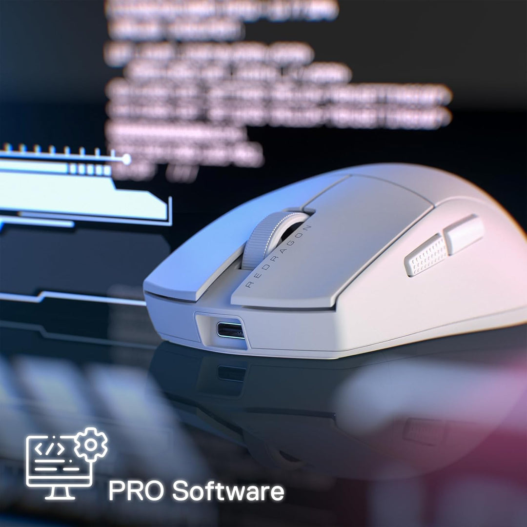 Redragon M916 PRO 3-Modus Wireless Gaming Maus, 49G Ultra-Leicht 26K DPI Maus mit Ergonomischem Natü
