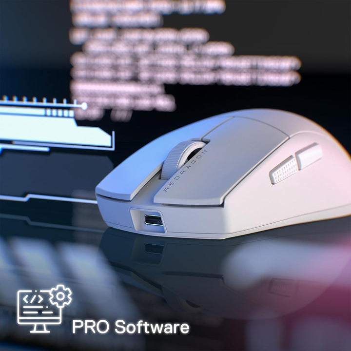 Redragon M916 PRO 3-Modus Wireless Gaming Maus, 49G Ultra-Leicht 26K DPI Maus mit Ergonomischem Natü