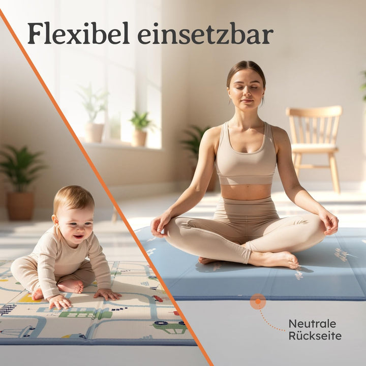 Laleni Krabbelmatte Baby 120x150x1 cm - wasserdichte Spielmatte Baby faltbar - isolierende Bodenmatt