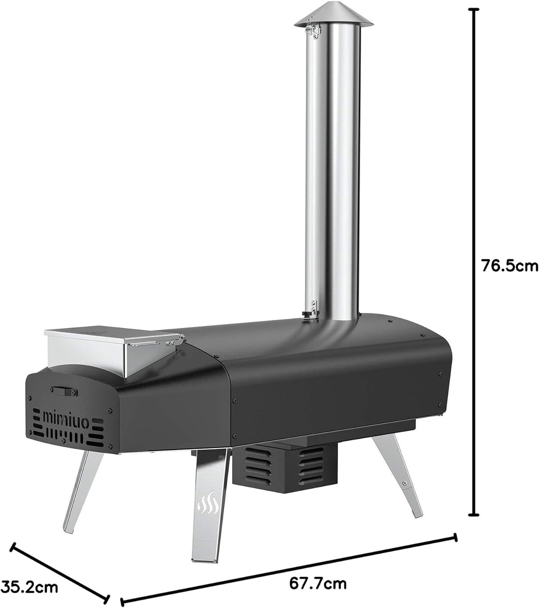 Mimiuo Outdoor Pizzaofen, Pelletofen für den Garten mit automatischem Drehsystem, Holzofen mit Pizza