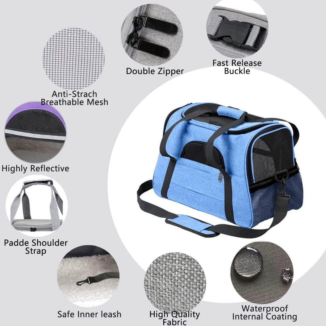 kleine Hunde Transportbox,transportbox Katze, Atmungsaktive und Faltbare Hundebox mit Verstellbarem,