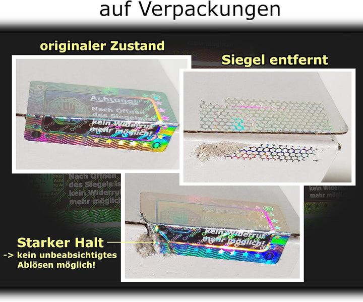 2010 Stk - 3D Hologramm-Siegel 40 * 25mm silber glänzend - Rücknahmesiegel Sicherheitssiegel Qualitä
