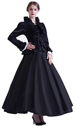 GRACEART Damen Gothic Viktorianisches Kleid Renaissance Maxi Kostüm (M, Schwarz) M Schwarz, M Schwar