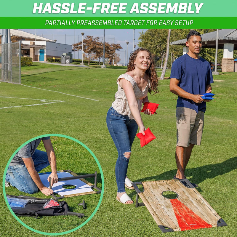 GoSports Tragbares Cornhole Toss Spiel-Set mit PVC-Rahmen, mit 8 Sitzsäcken und Tragetasche, wählen