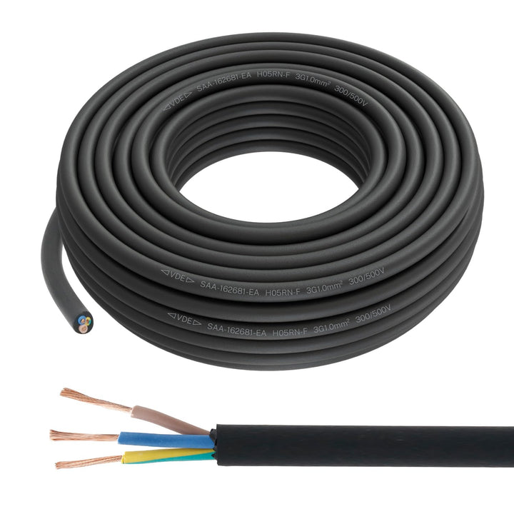 Firmerst Gummikabel 3x1mm² Stromkabel Aussenbereich 15 Meter, Wetterfest und Flexibel für Gartenbele