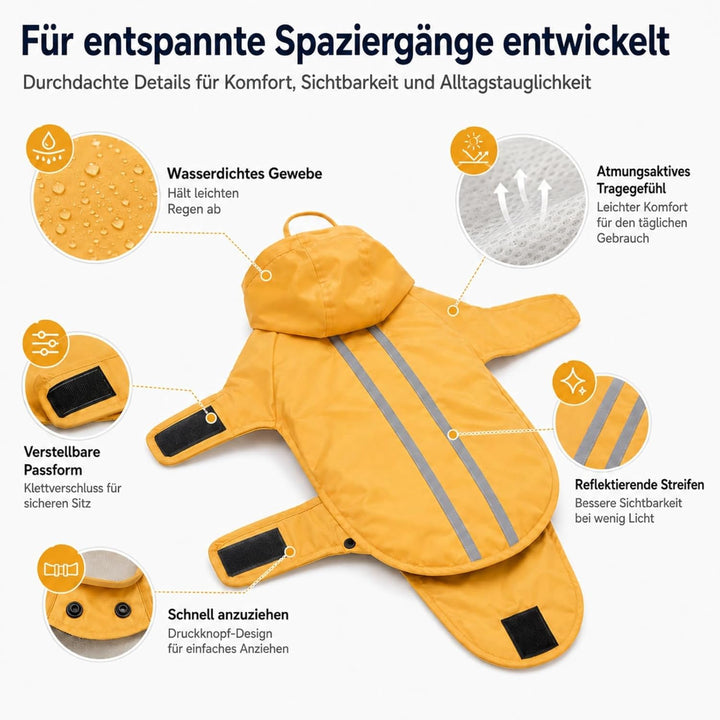 Regenmantel Hund, Hunderegenmantel Wasserdicht Reflektierende Jacke Für Haustiermäntel, Regenjacke H