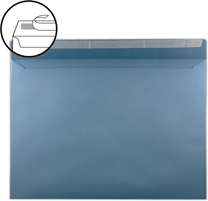 250x grosse XXL Briefumschläge DIN C4 in Grau-Blau - 22,9 x 32,4 cm - Haftklebung ohne Fenster - Ver