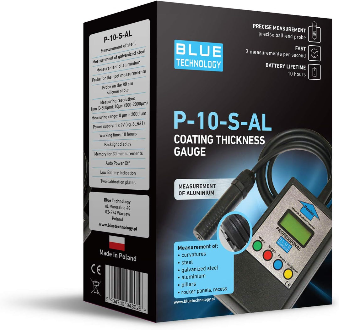 Blue Technology Professional Schichtdickenmessgerät Lackdickenmessgerät Kugelsonde P-10-S-AL | Stahl