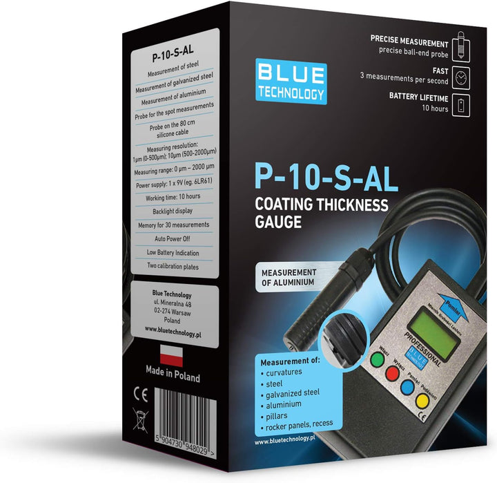 Blue Technology Professional Schichtdickenmessgerät Lackdickenmessgerät Kugelsonde P-10-S-AL | Stahl