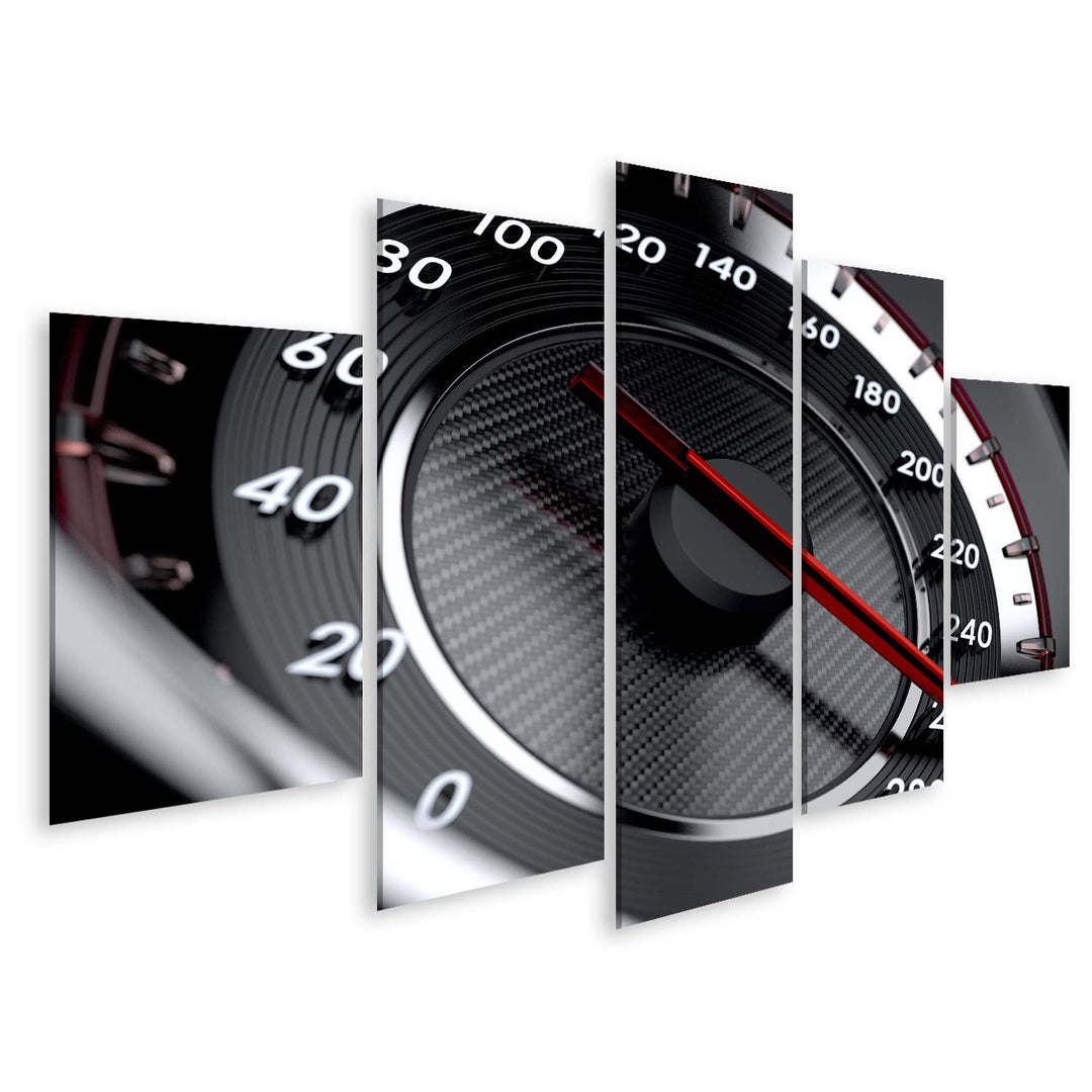 islandburner Bild auf Leinwand Tachometer Speed Tacho Sprotwagen Bilder Wandbilder Poster 170L x 80B