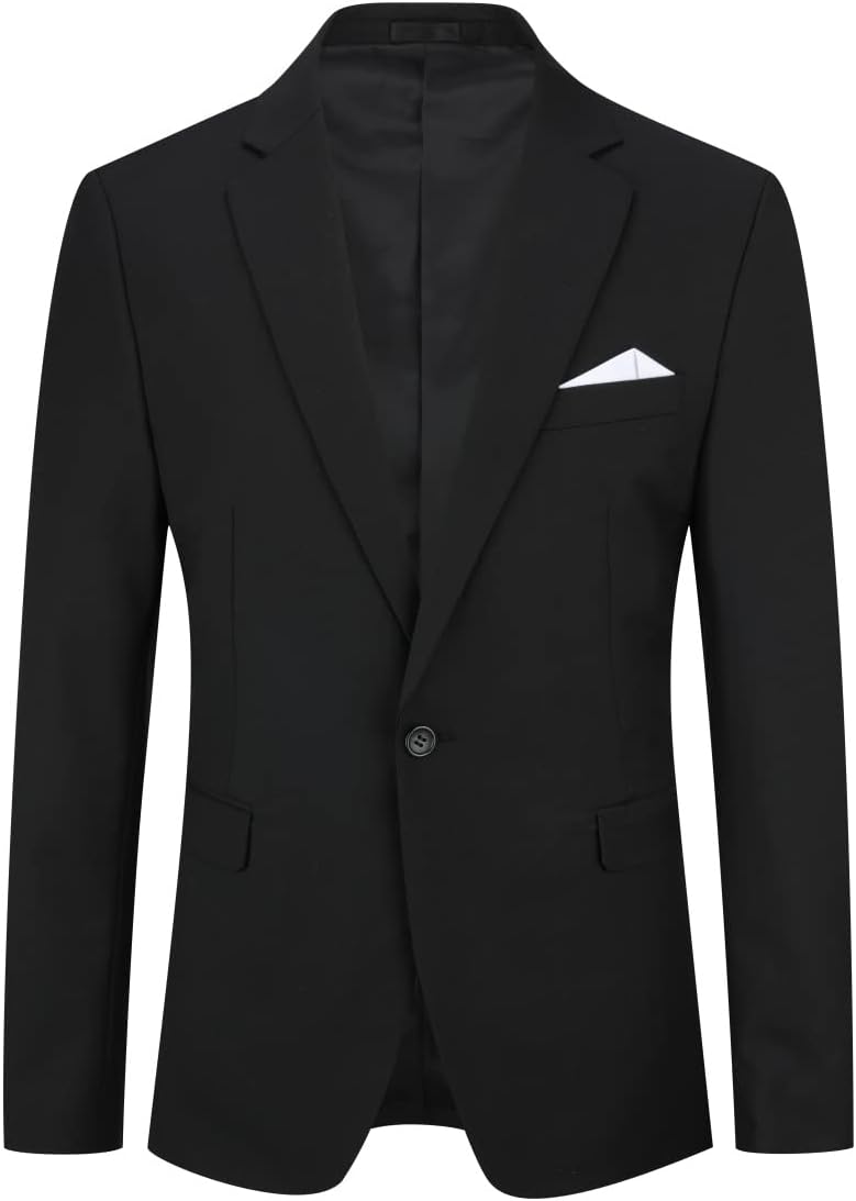 YOUTHUP Herren Sakko Slim Fit Anzugjacke für Business Hochzeit Eleganter 1 Knöpfen Blazer 3XL Schwar