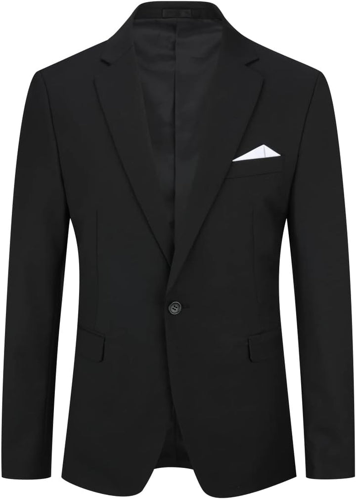 YOUTHUP Herren Sakko Slim Fit Anzugjacke für Business Hochzeit Eleganter 1 Knöpfen Blazer 3XL Schwar