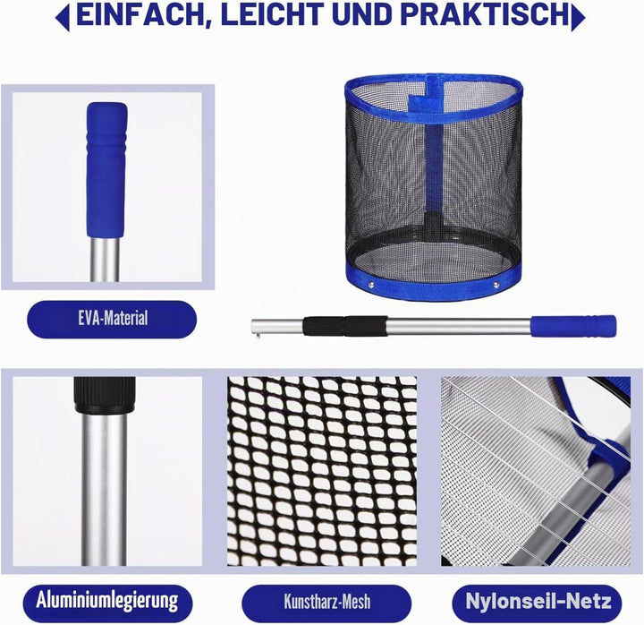 BESPORTBLE Tischtennisball Sammler Pongball Retriever Teleskopstange Behälter Organizer Leicht Tragb