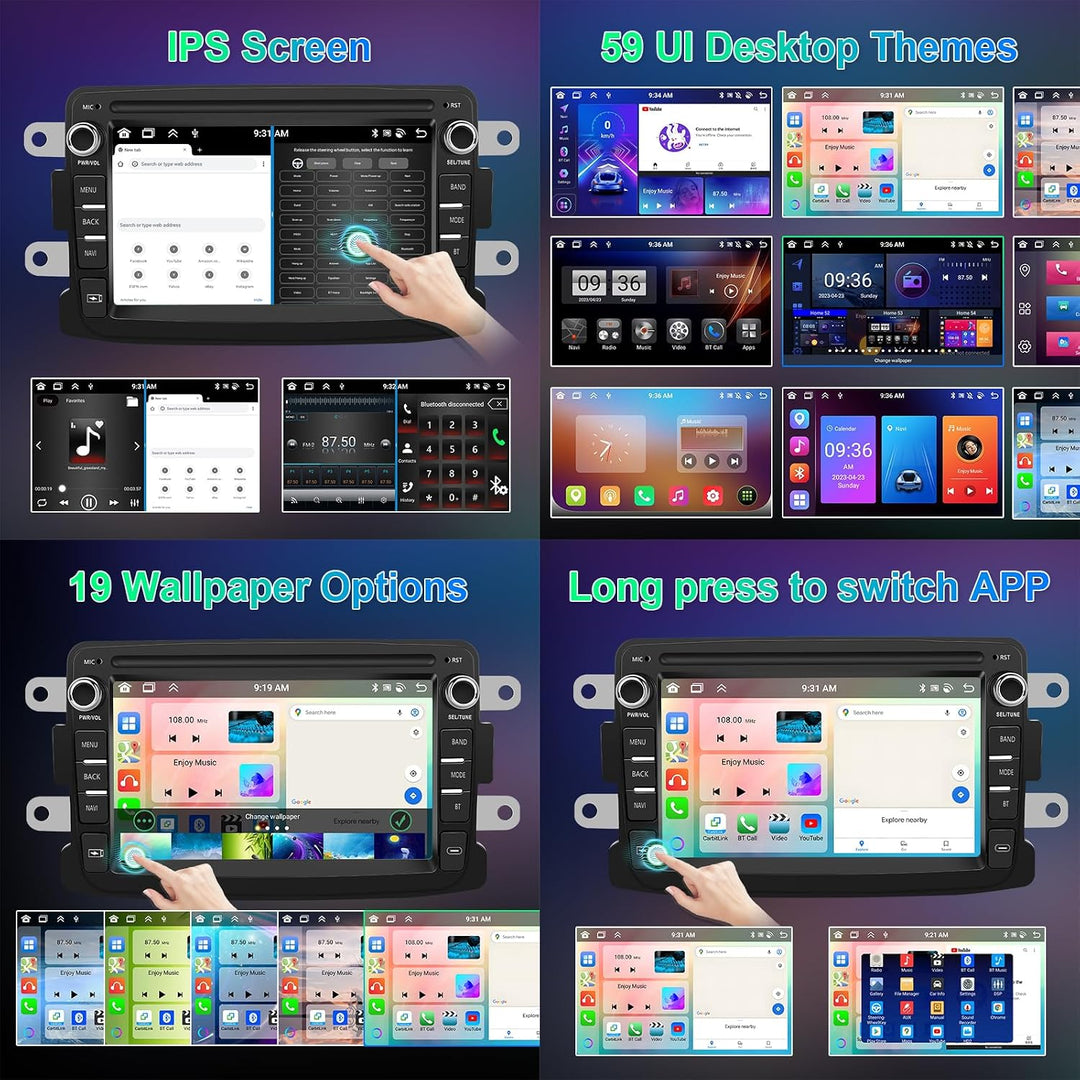 Hodozzy 8 Core 4G+64G Autoradio für Renault Dacia Logan Dokker Duster Sandero Lodgy Captur Symbol La