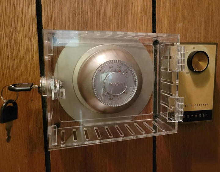 Thermostatschutz mit Schlüssel Klimaanlage Thermostat Schliesskasten Acryl Wand Thermostat Abdeckung