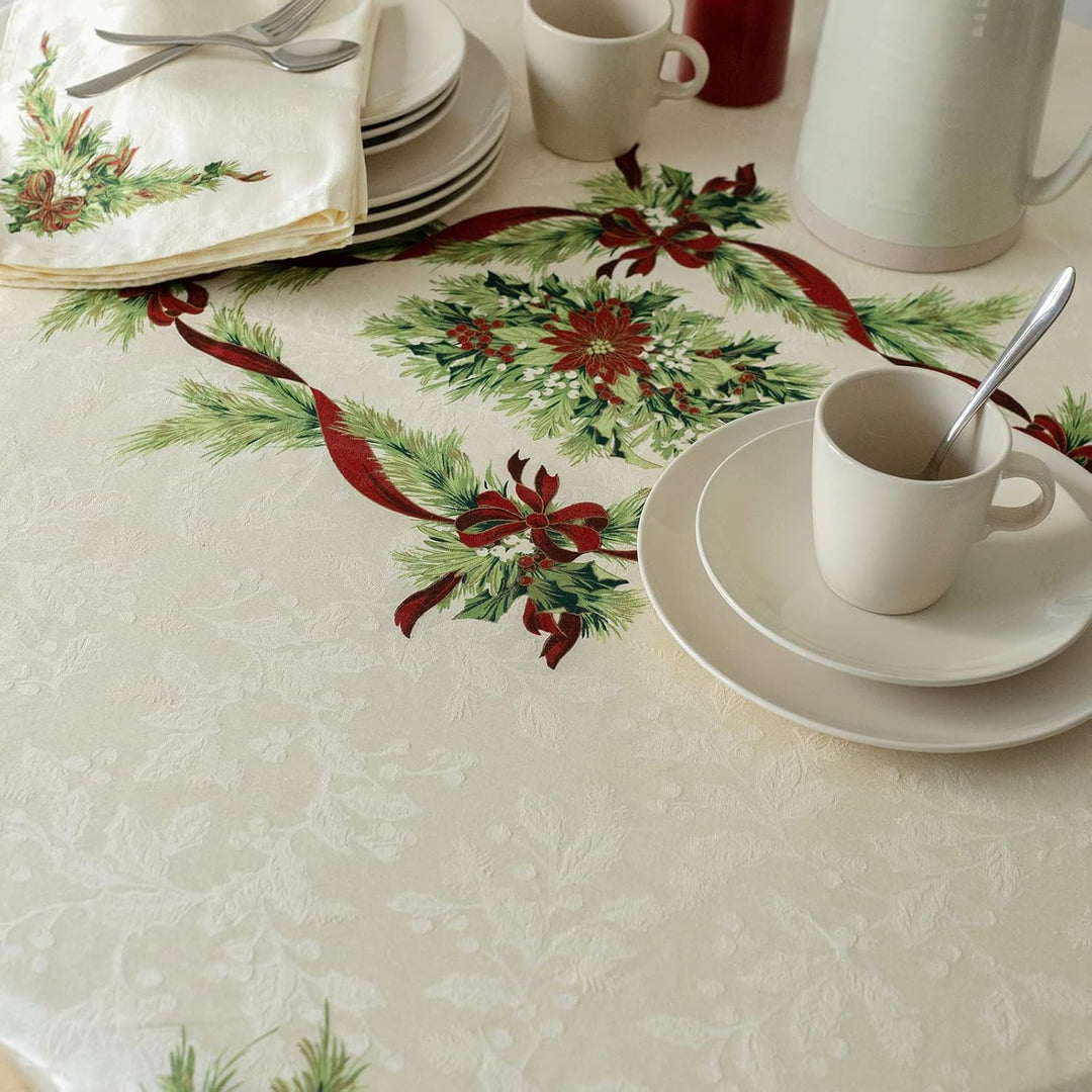 Benson Mills Tischdecke mit Weihnachtsbändern, Bedruckt, für Winter, Urlaub und Weihnachten (177,8 c