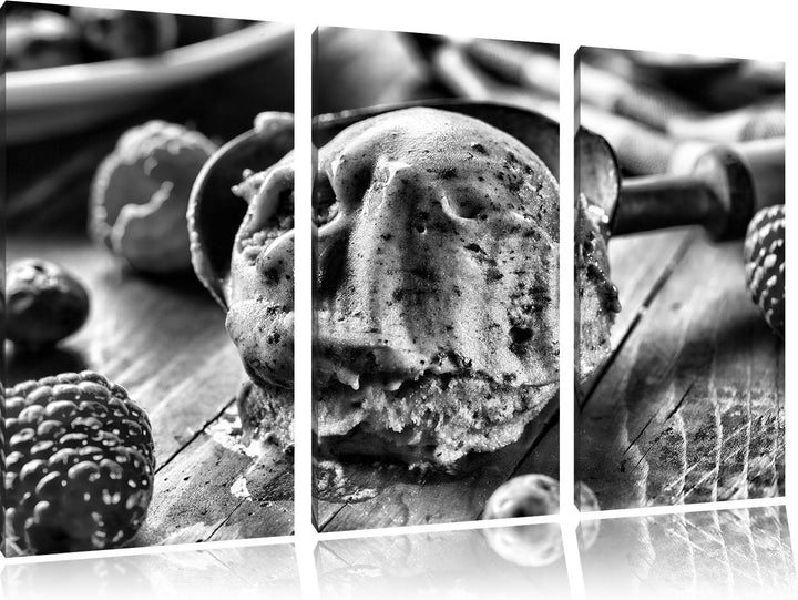 Pixxprint Köstliches Beeren EIS als Leinwandbild/Grösse: 3 Teilig (120x80) cm/Wandbild/Kunstdruck/fe