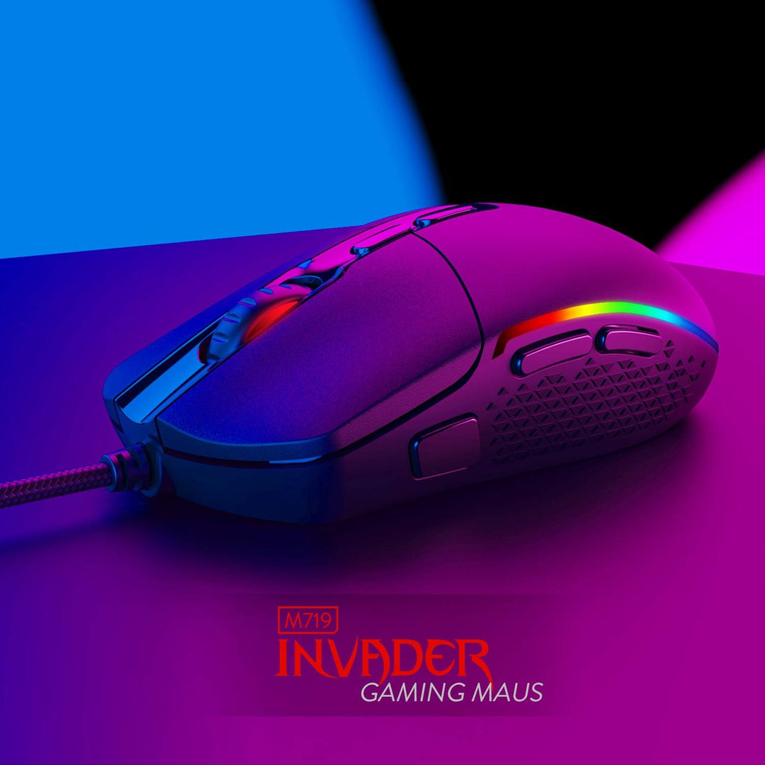 Redragon M719 Invader Optische Gaming-Maus, kabelgebunden, 7 programmierbare Tasten, RGB-Hintergrund