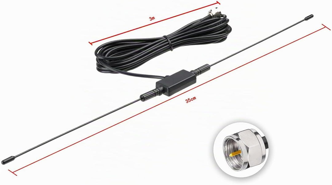 Superbat FM/AM UKW Antenne Dipolantenne mit Teflon-Beschichtung | F-Stecker mit 3m Verlängerungskabe