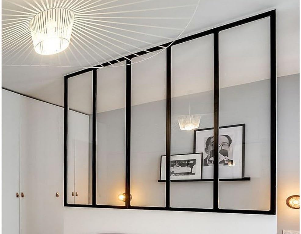 Vente-unique - Atelier-Glaswand - 60 x 130 cm - thermolackiertes Aluminium - Schwarz - Bayview