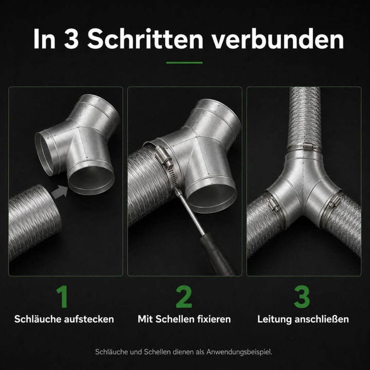 Weedness Y-Stück 100 mm Metall Rohr für Grow Abluft - Rohrlüfter Lüfter Aktivkohlefilter Ablauftschl