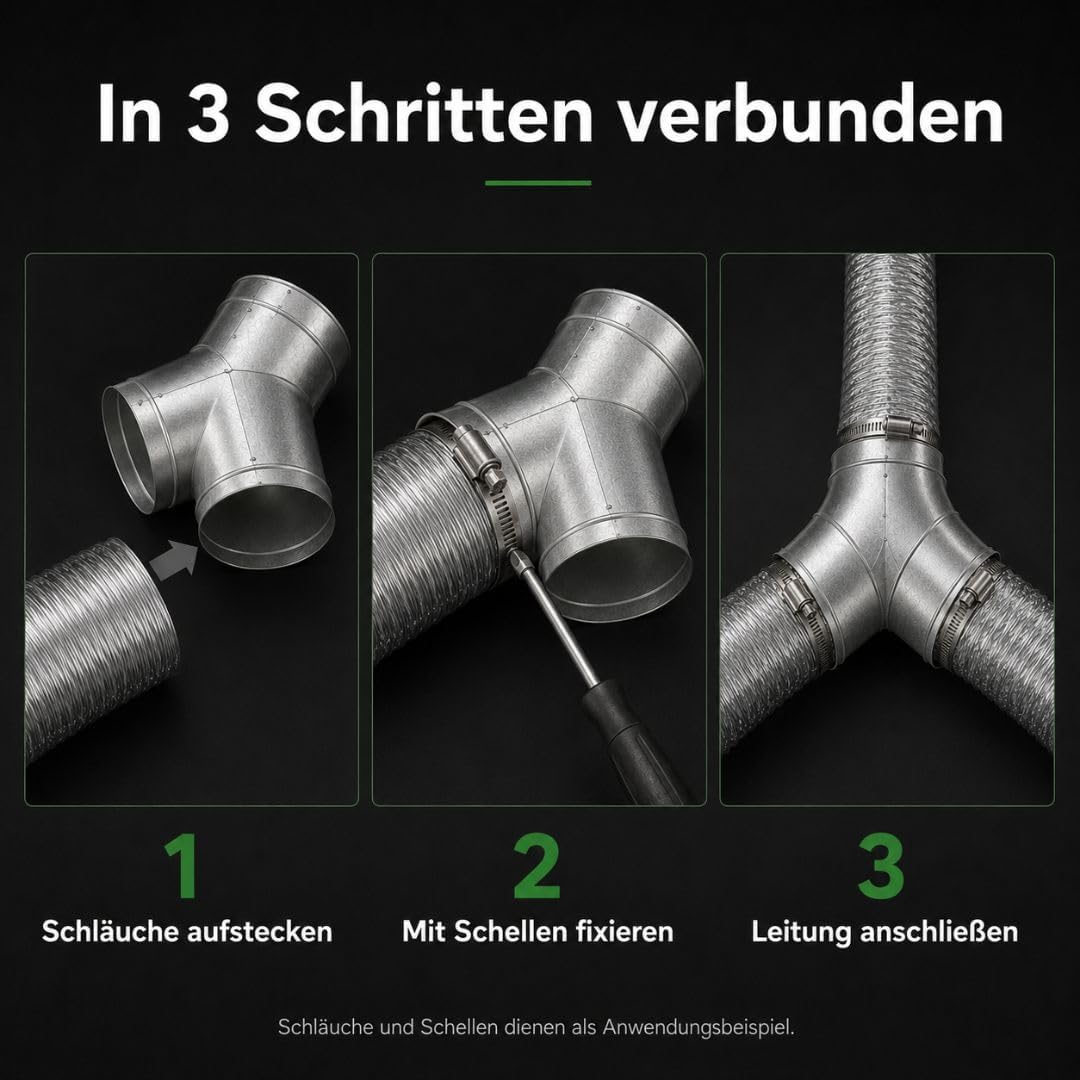 Weedness Y-Stück 250 mm Metall Rohr für Grow Abluft - Rohrlüfter Lüfter Aktivkohlefilter Ablauftschl