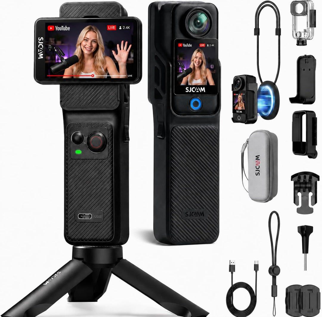 SJCAM C400 Vlog Combo(Keine Speicherkarte),Vlogging Camera 4K Videokamera,7 Stunden Akku und 6 Achse