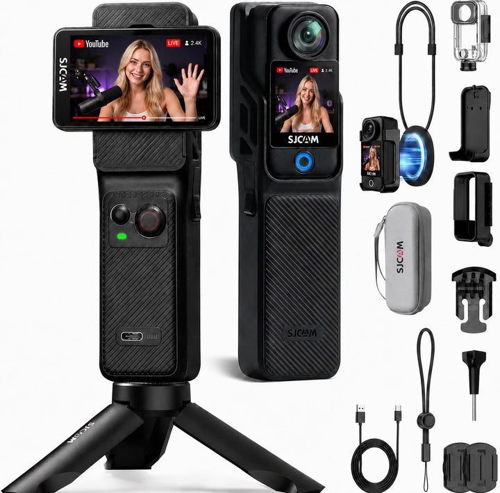SJCAM C400 Vlog Combo(Keine Speicherkarte),Vlogging Camera 4K Videokamera,7 Stunden Akku und 6 Achse