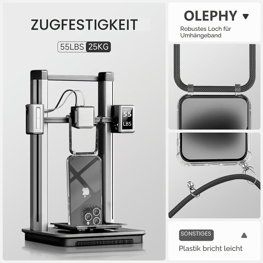 Handykette für iPhone 16 Pro Max Hülle mit Band, Necklace Handyhülle, Transparente Schutzhülle zum U