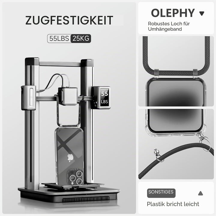 Handykette für iPhone 16 Pro Max Hülle mit Band, Necklace Handyhülle, Transparente Schutzhülle zum U